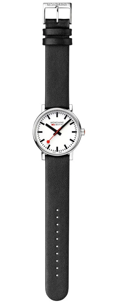 Mondaine Evo2 40mm Black Vegan Grape Leather Watch - Image 4