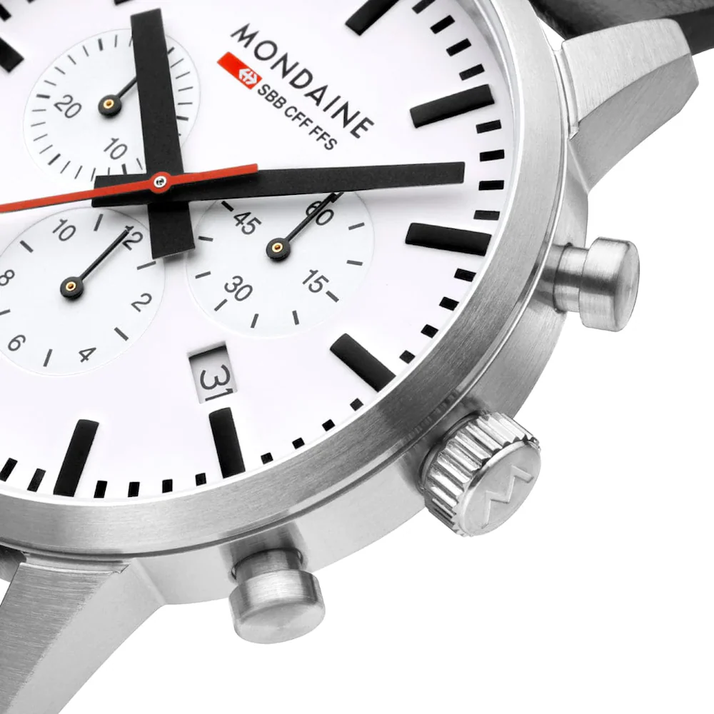 Mondaine Neo 41mm Black Vegan Grape Leather Watch - Image 3