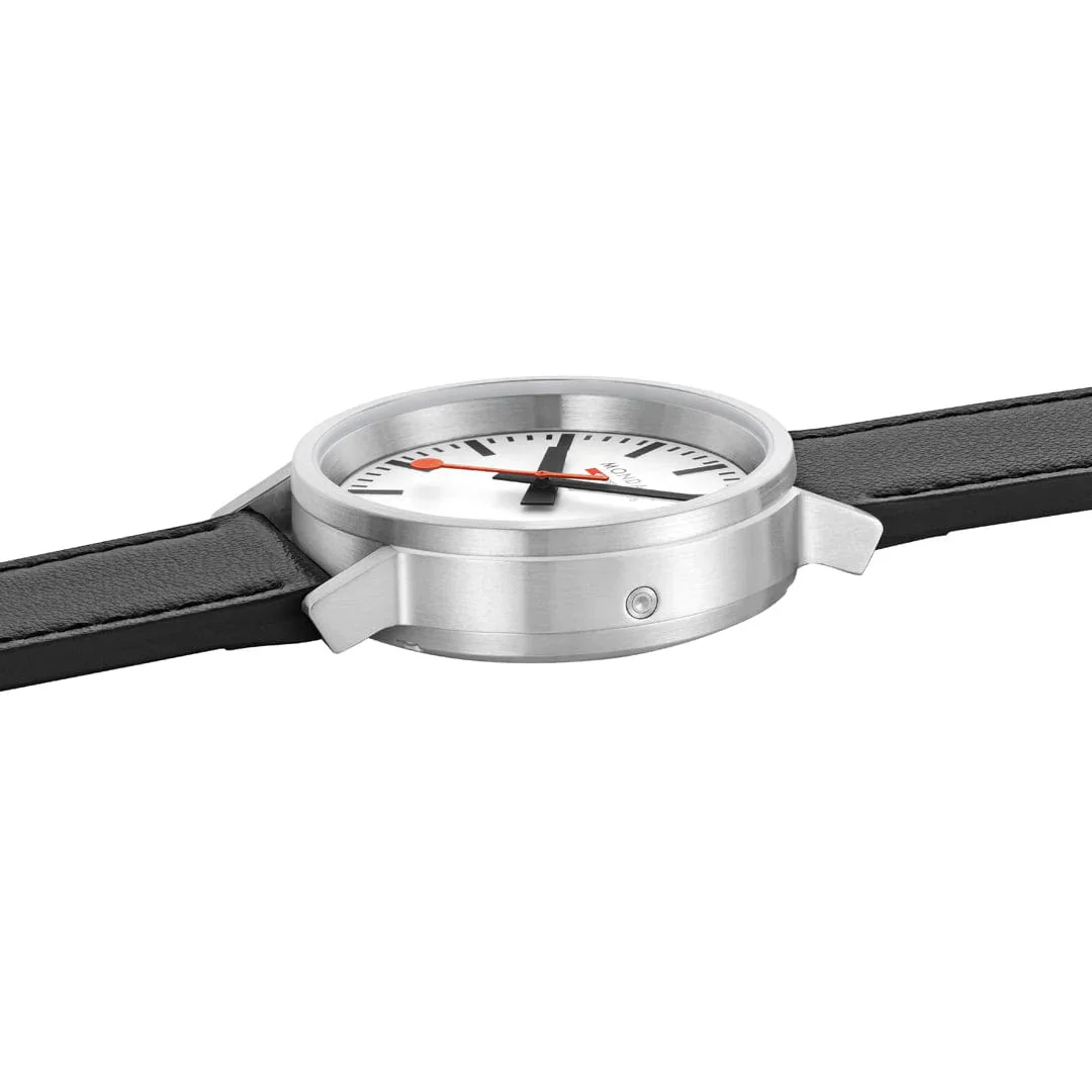 Mondaine SBB Stop2Go BackLight White Grape Leather Watch - Image 6
