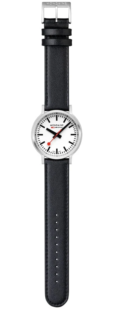 Mondaine SBB Stop2Go BackLight White Grape Leather Watch - Image 8