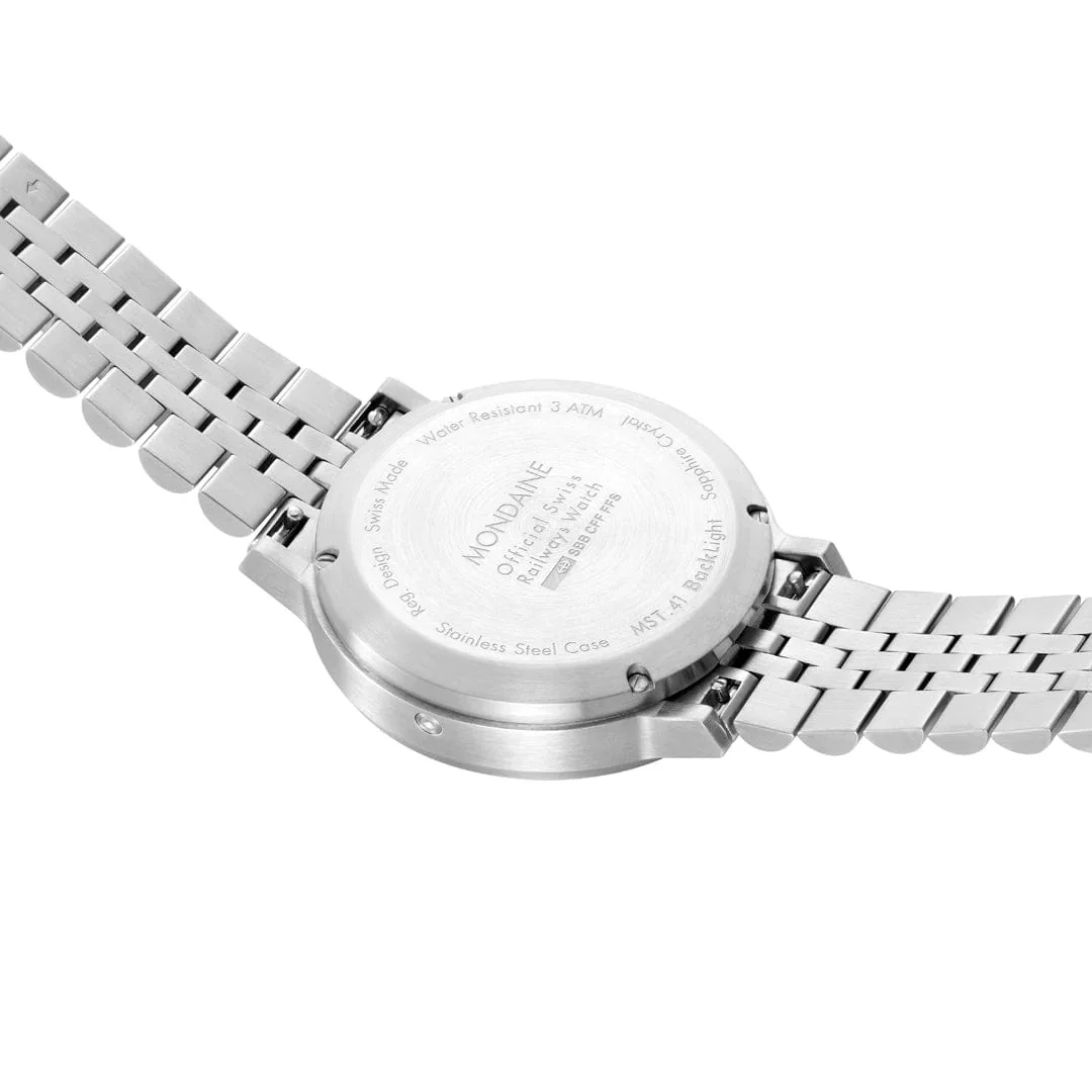 Mondaine SBB Stop2Go BackLight White Watch - Image 6