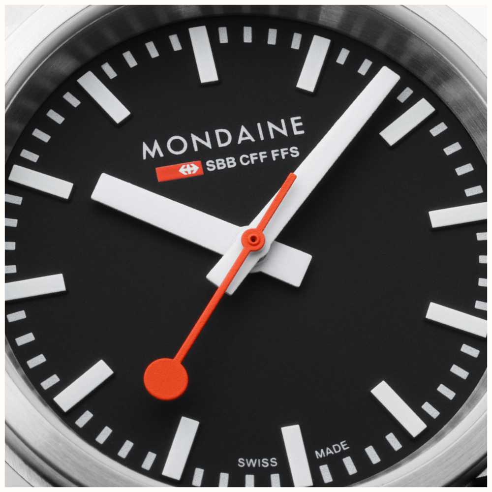 Mondaine SBB Stop2Go Black Grape Leather Watch - Image 4