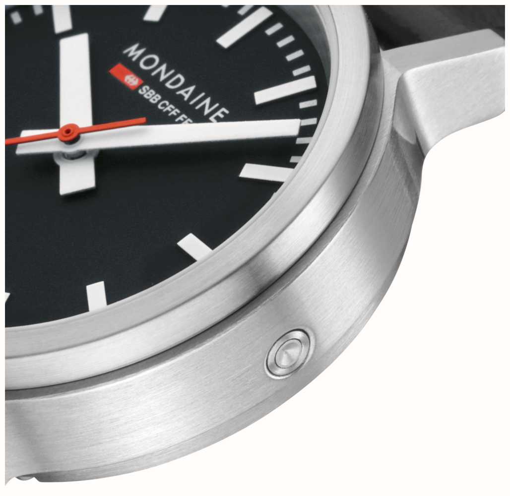 Mondaine SBB Stop2Go Black Grape Leather Watch - Image 5