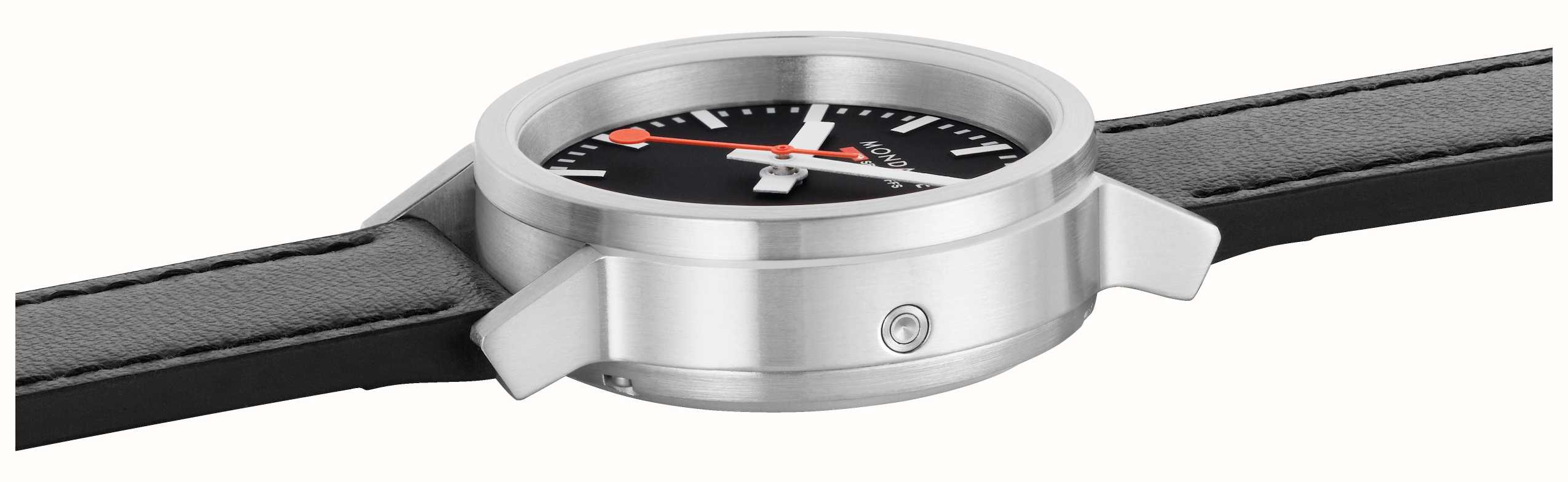 Mondaine SBB Stop2Go Black Grape Leather Watch - Image 7