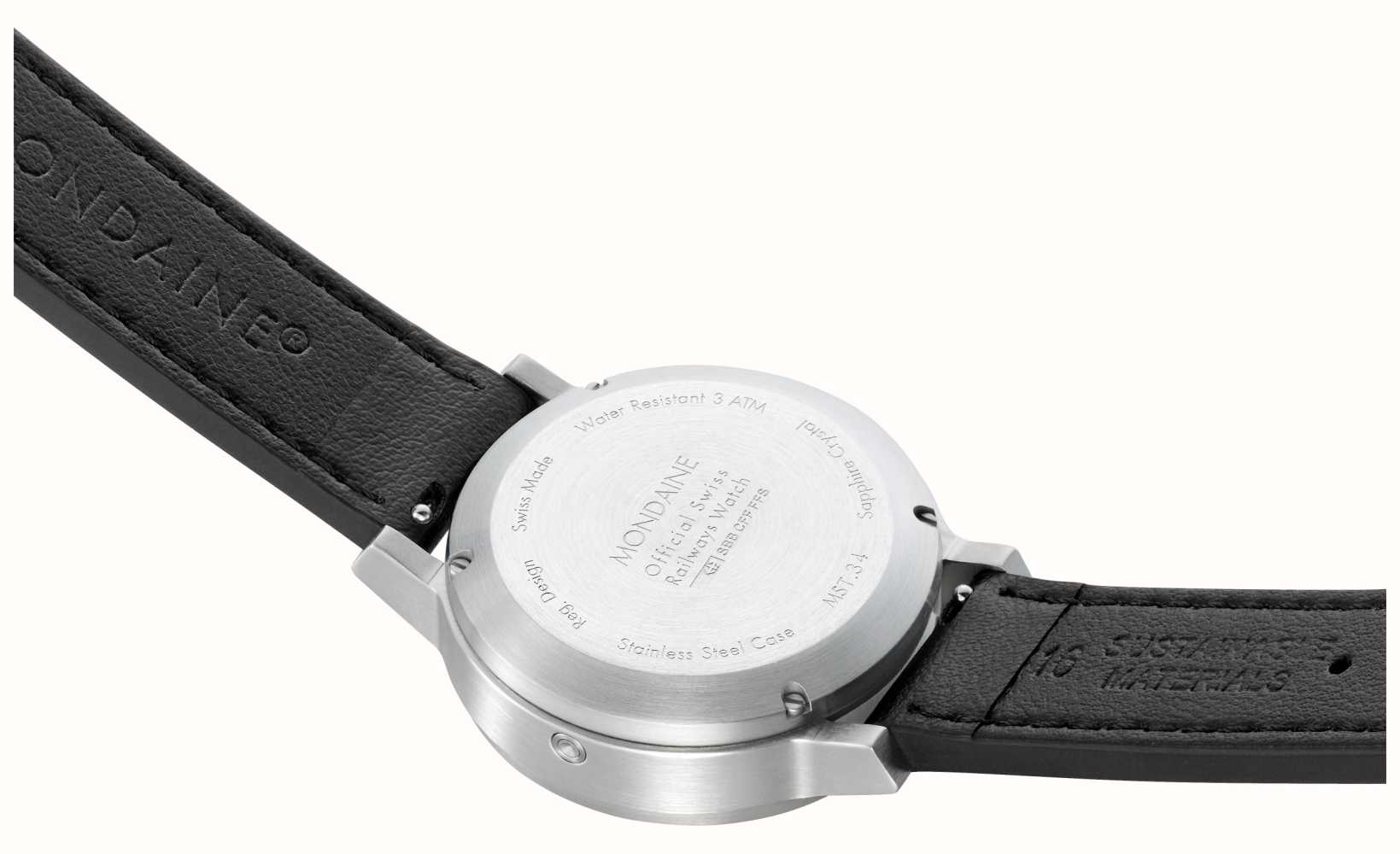 Mondaine SBB Stop2Go Black Grape Leather Watch - Image 8