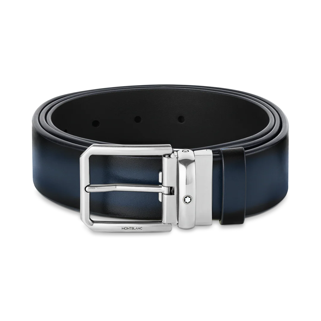 Montblanc 35mm Leather Pin Buckle Belt Blue D