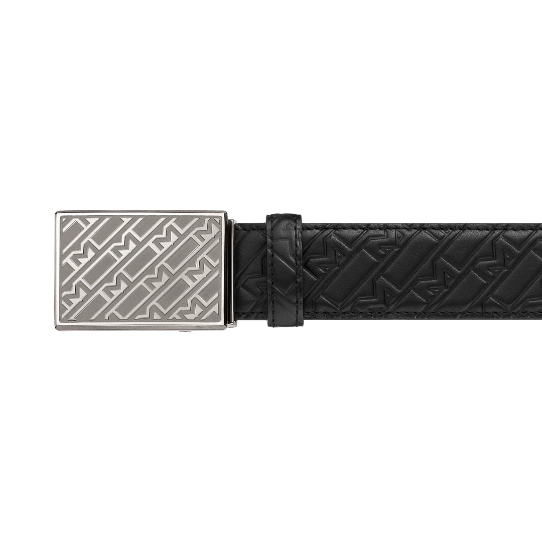 Montblanc Belt 35mm Embossed Leather Black D - Image 4