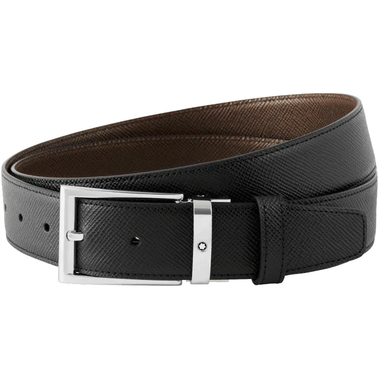Montblanc Belt Cut To Size Reversible Business Belt Black Dark Brown