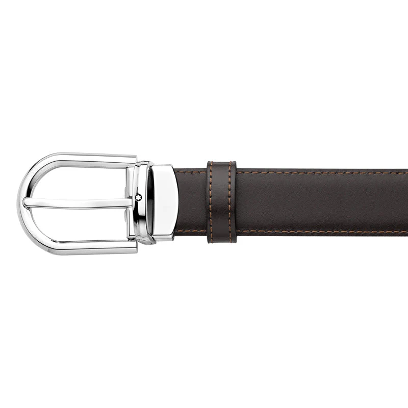 Montblanc Belt Horseshoe Shiny Palladium Coated Pin Brown - Image 3