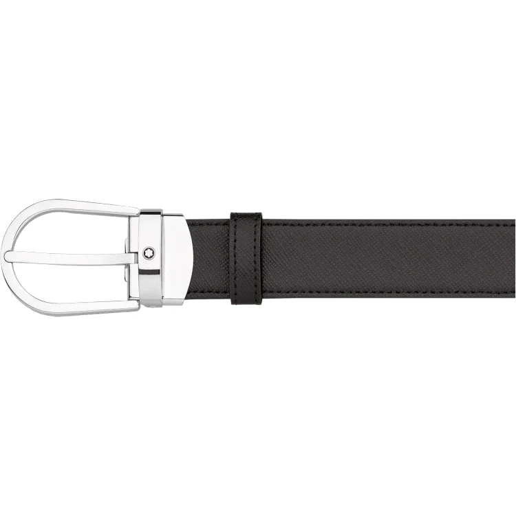 Montblanc Belt Horseshoe Shiny Stainless Steel Pin Buckles Black Brown