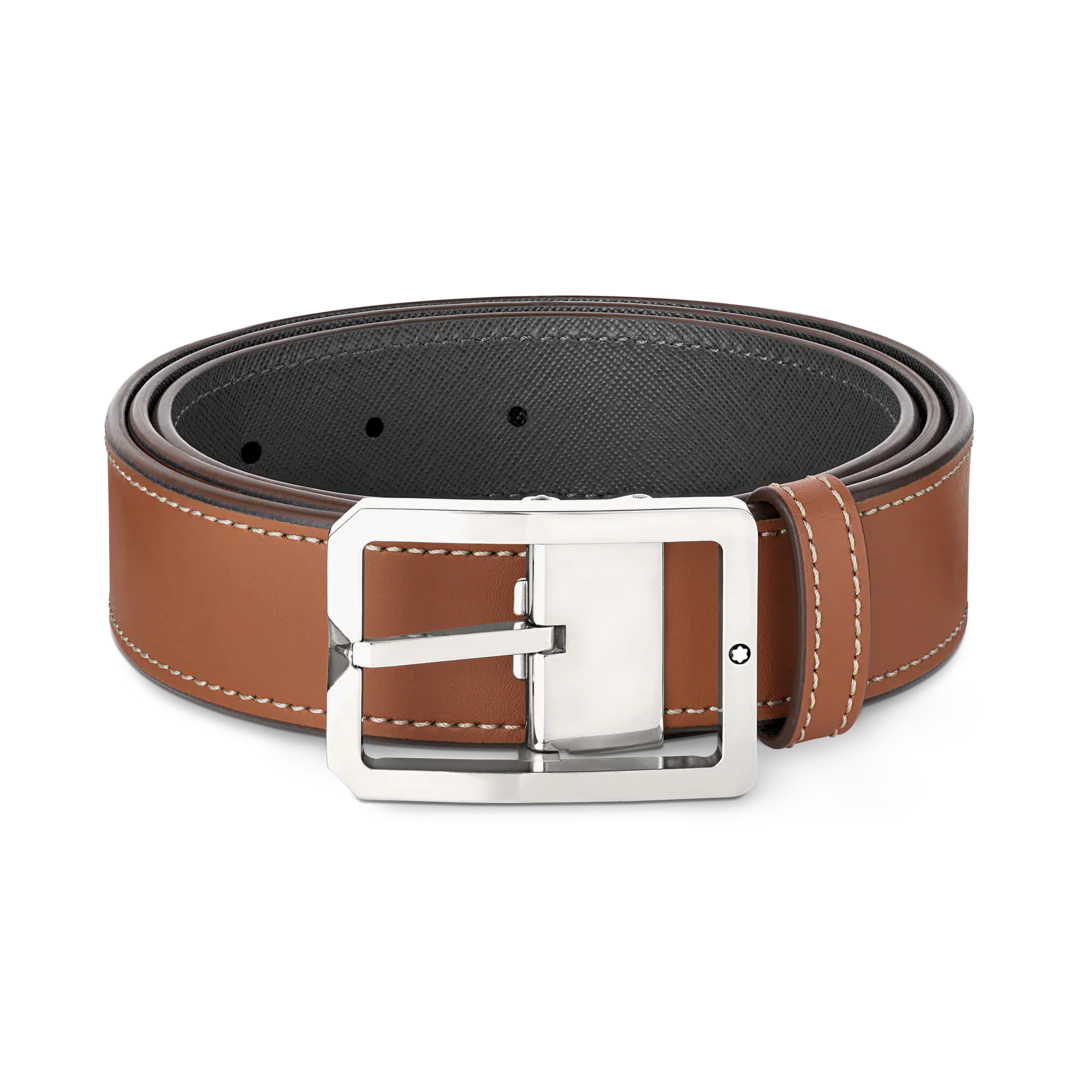 Montblanc Belt Vintage Palladium Reversible Tan/Grey D