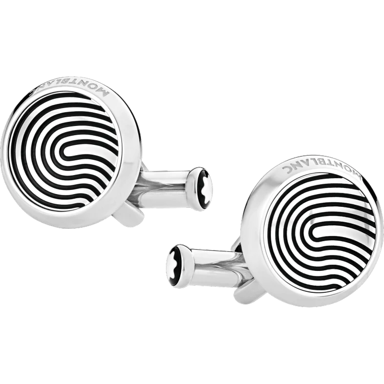 Montblanc Cufflinks Round Fingerprint Patterned Inlay D