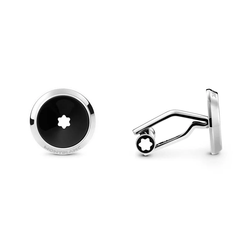 Montblanc Cufflinks Stainless Steel Black Resin Star