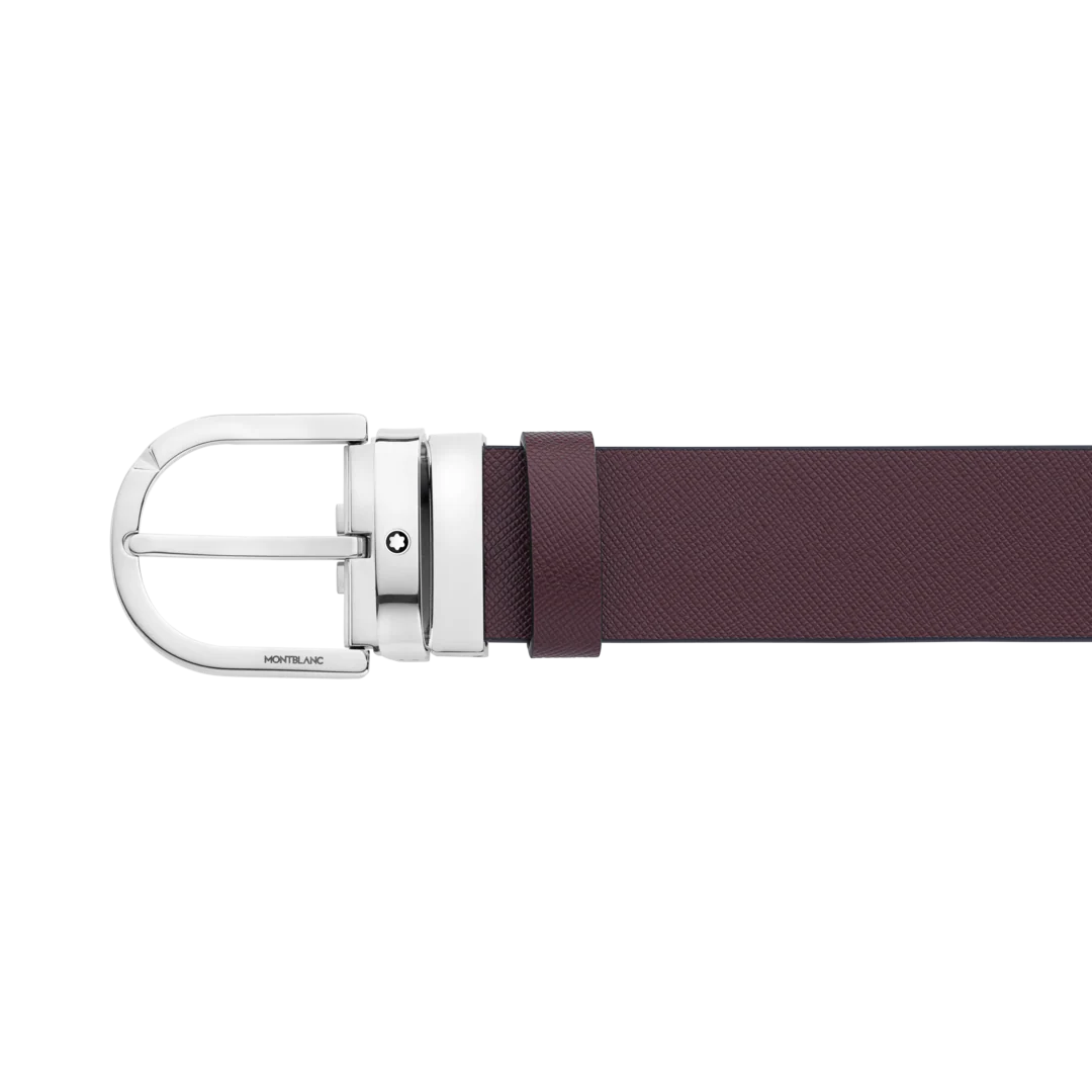 Montblanc Horseshoe Buckle 35mm Reversible Leather Belt Black Mosto - Image 2