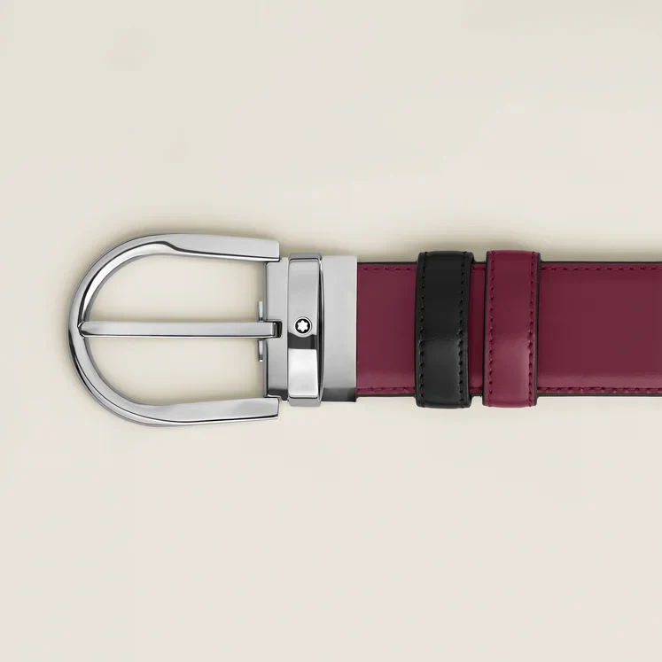 Montblanc Horseshoe Buckle Black/Cassis 35mm Reversible Belt - Image 2