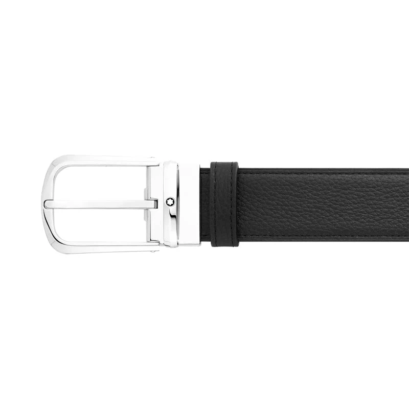 Montblanc Belt Pin Buckle 35mm Reversible Leather Black Blue D - Image 2