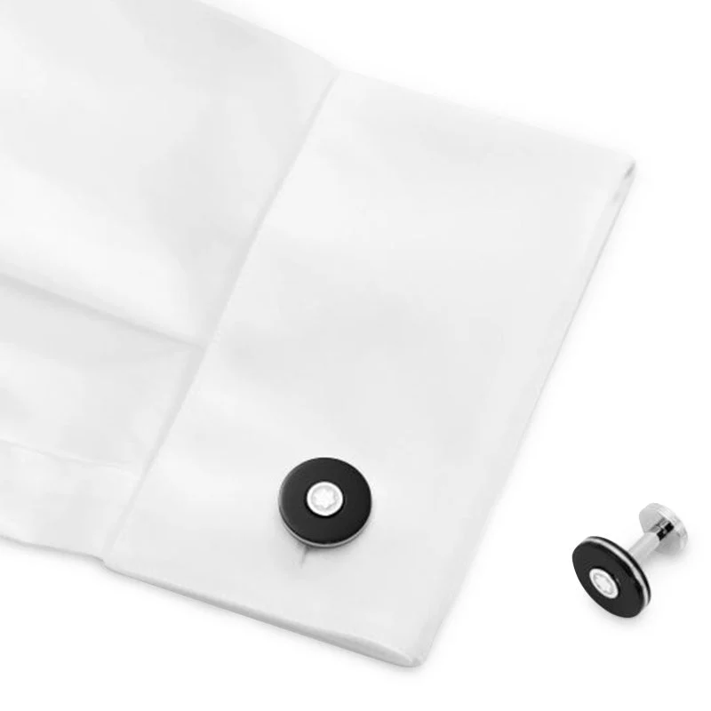 Montblanc Pix Stainless Steel Black Resin Star Cufflinks - Image 2