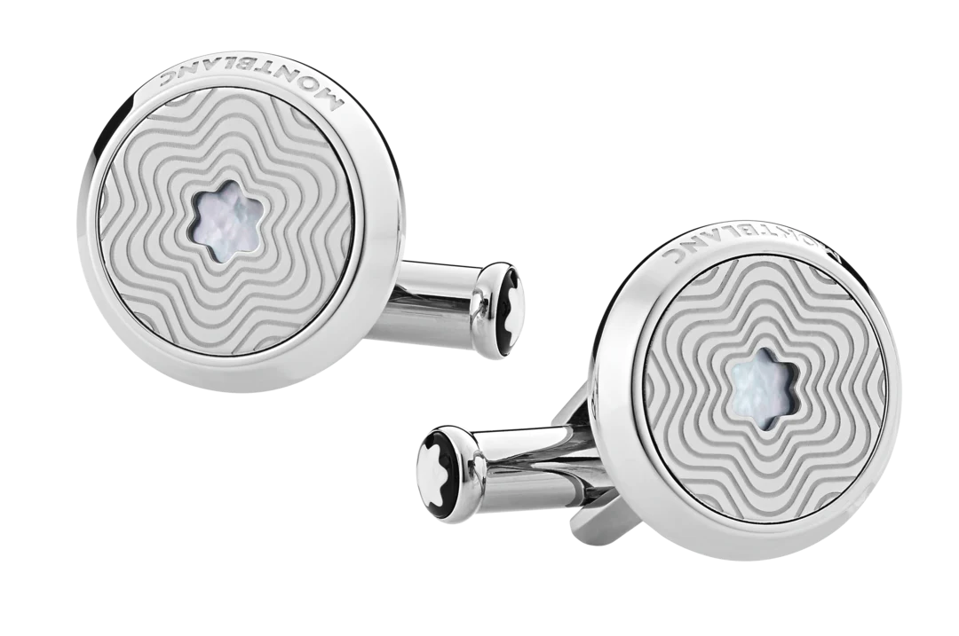 Montblanc Stainless Steel Mother of Pearl Exploding Star Cufflinks