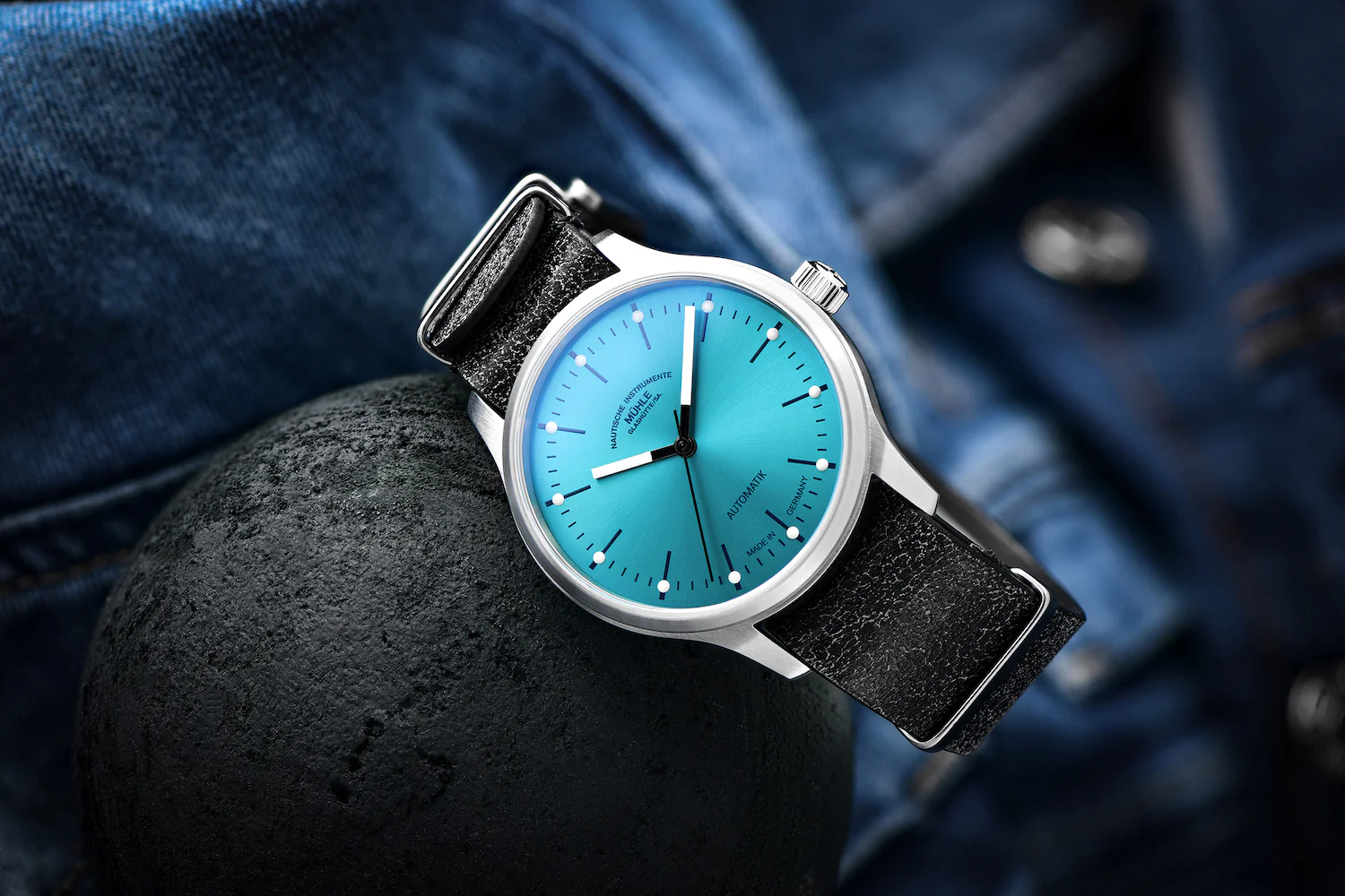 Muhle Glashutte Panova Turquoise Bue Leather Watch - Image 2