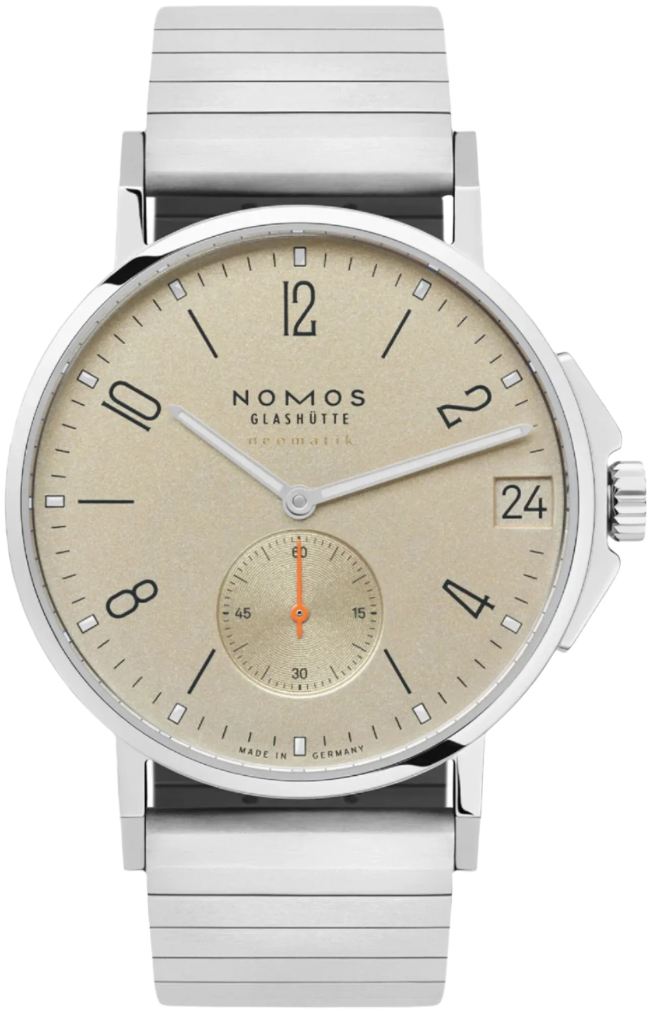 Nomos Glashutte Ahoi Neomatik 38 Date Sand Steel Back Watch