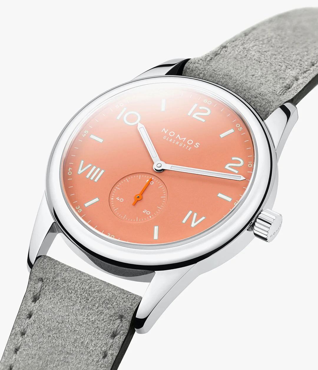 Nomos Glashutte Club Campus 38 Cream Coral Sapphire Crystal Watch - Image 3