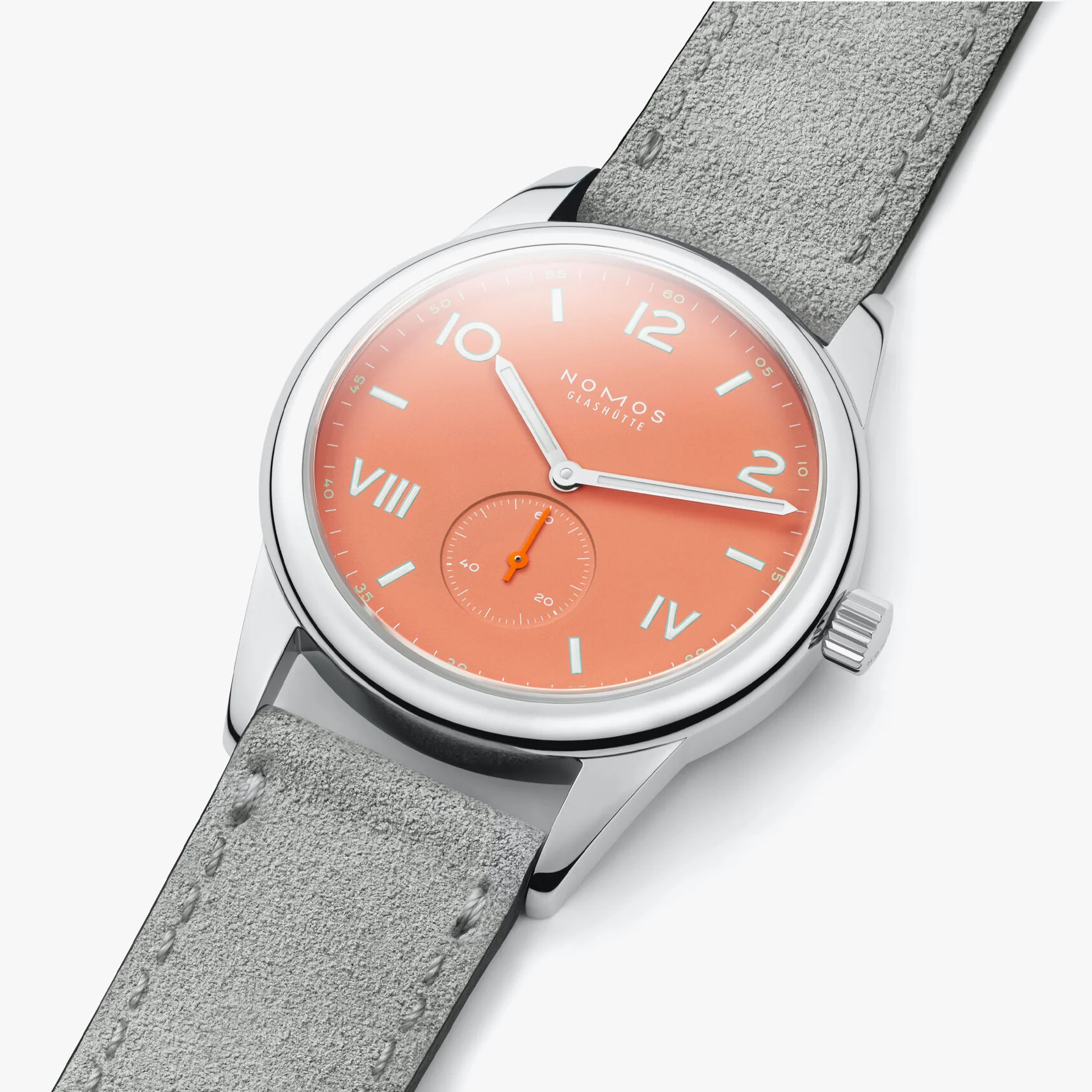 Nomos Glashutte Club Campus 38 Cream Coral Sapphire Crystal Watch - Image 5