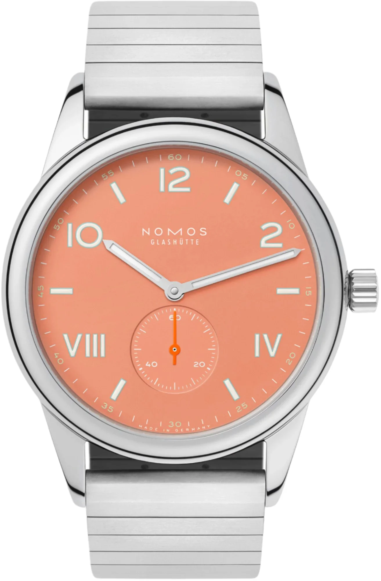 Nomos Glashutte Club Campus 38 Cream Coral Steel Back Watch
