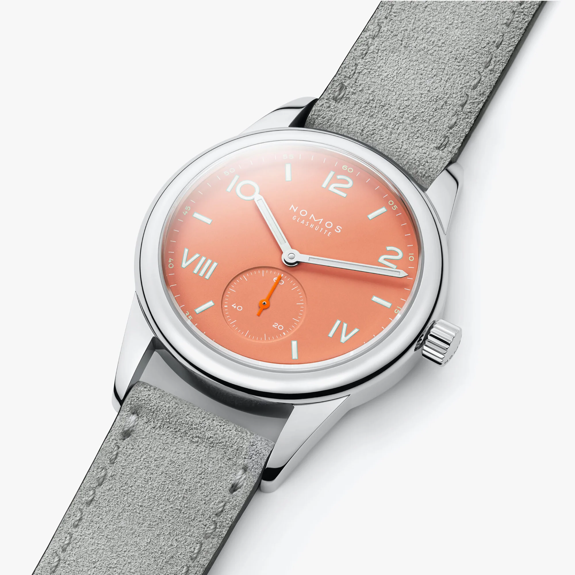 Nomos Glashutte Club Campus Cream Coral Sapphire Crystal Watch - Image 5