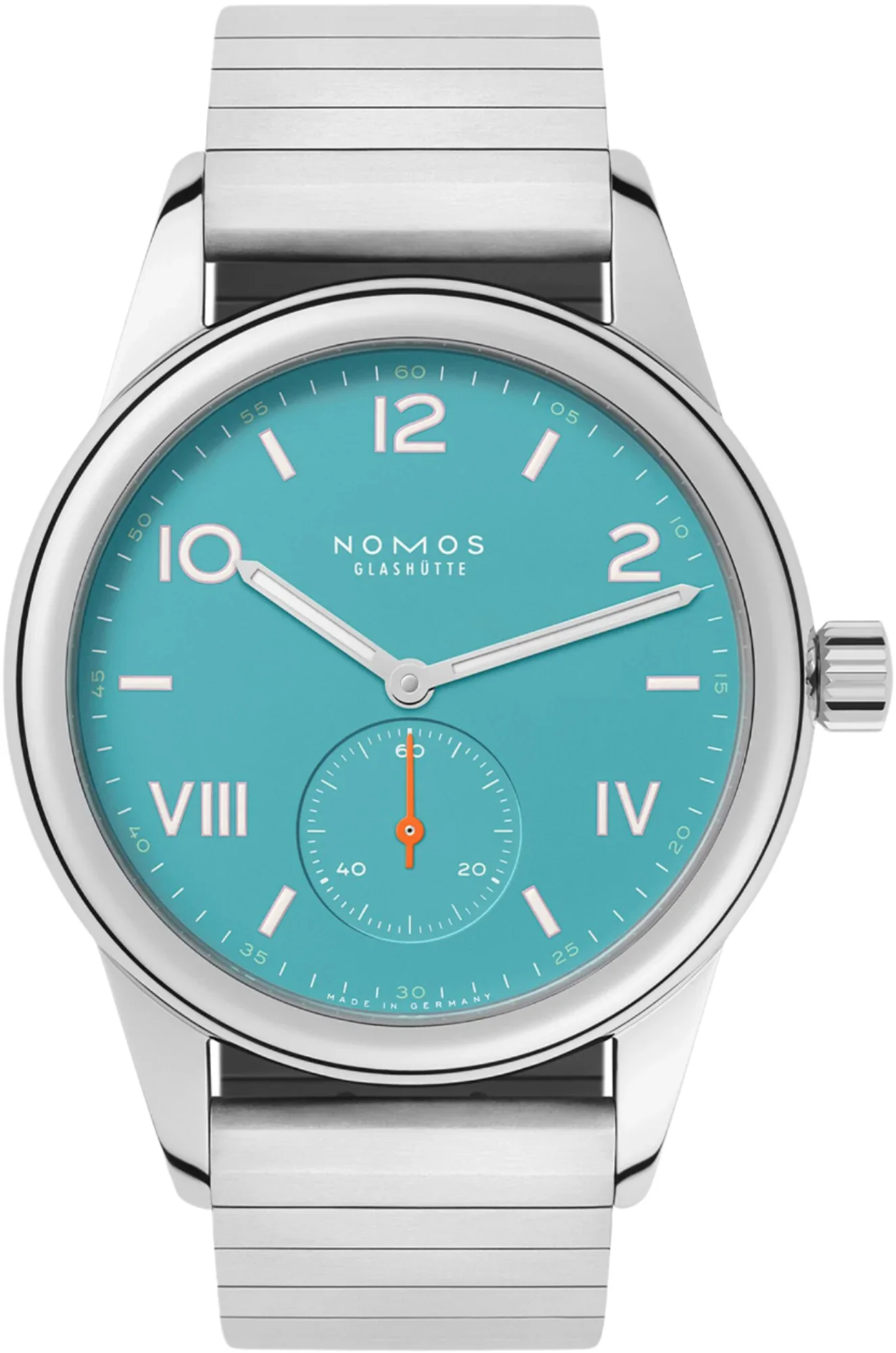 Nomos Glashutte Club Campus Endless Blue Sapphire Crystal Watch