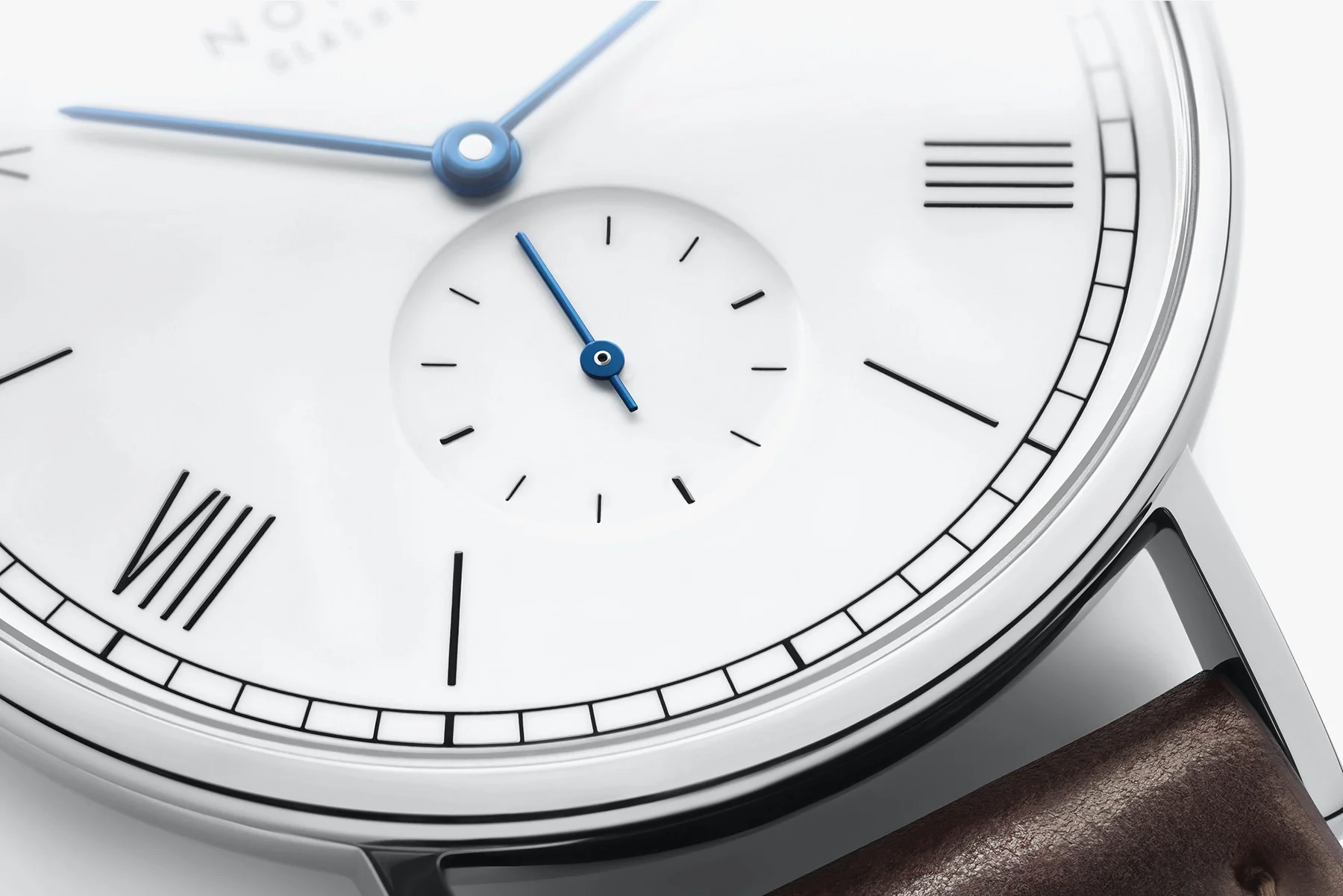 Nomos Glashutte Ludwig 38 White Enamel Steel Back Watch - Image 3