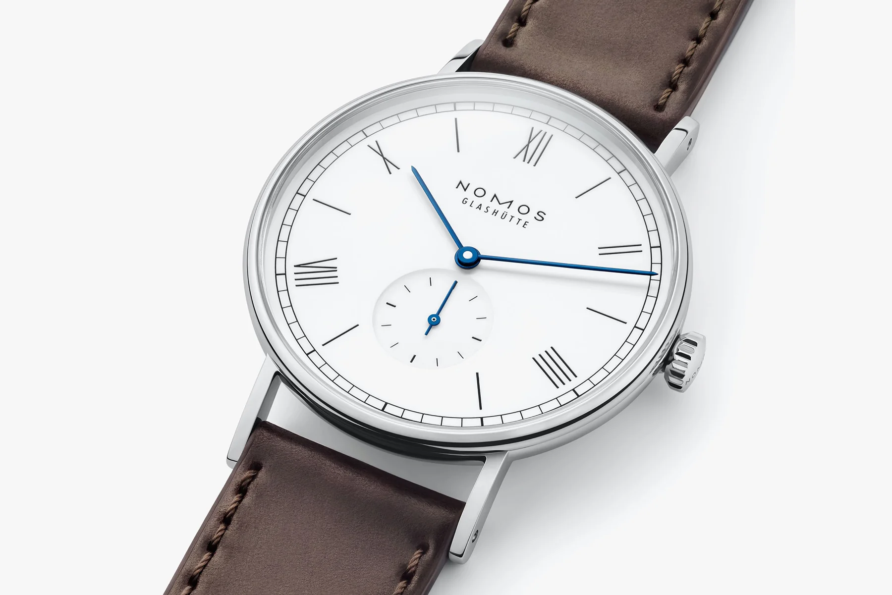 Nomos Glashutte Ludwig 38 White Enamel Steel Back Watch - Image 4