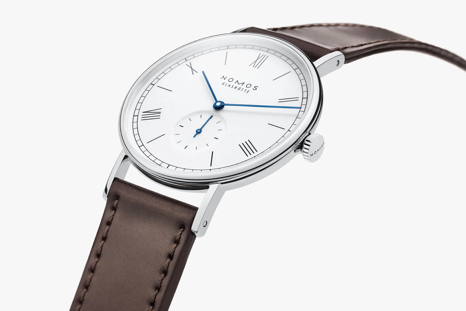 Nomos Glashutte Ludwig 38 White Enamel Steel Back Watch - Image 5