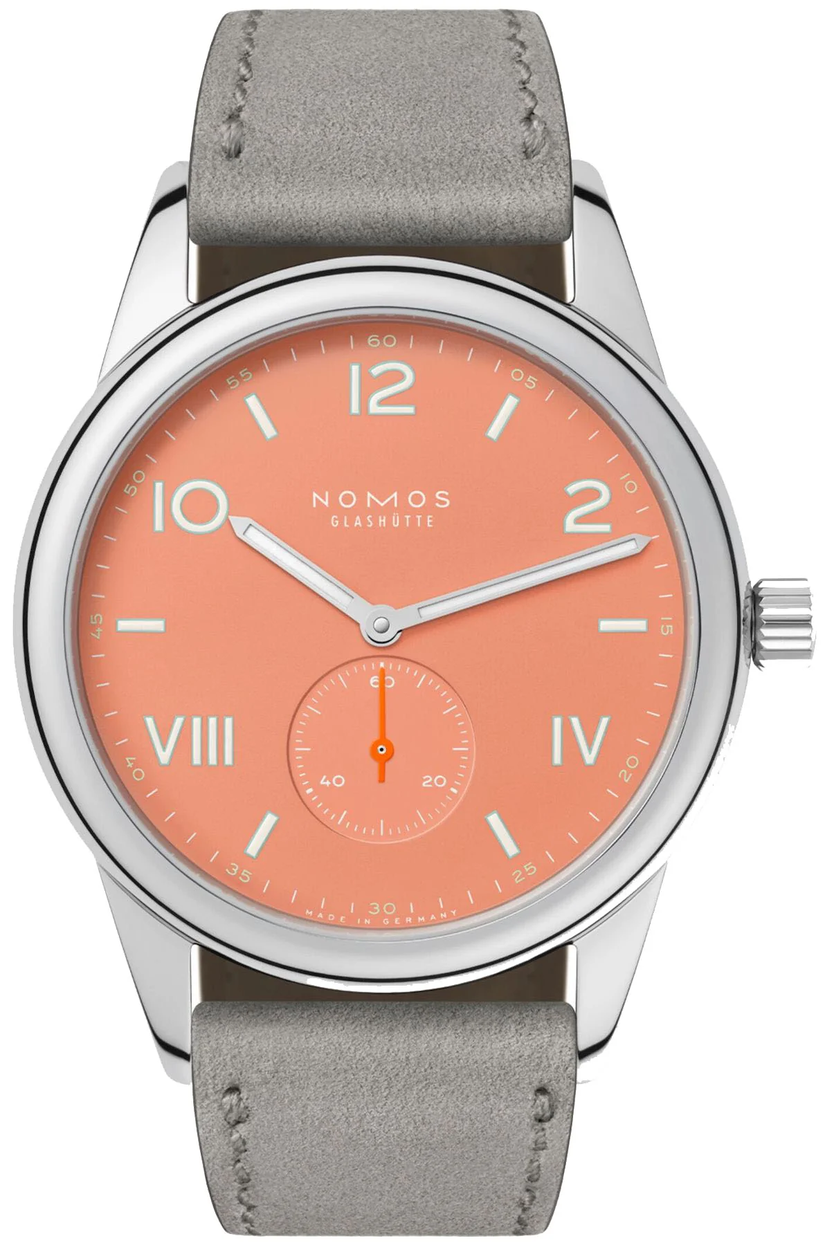 Nomos Glashutte Club Campus 38 Cream Coral Steel Back Watch