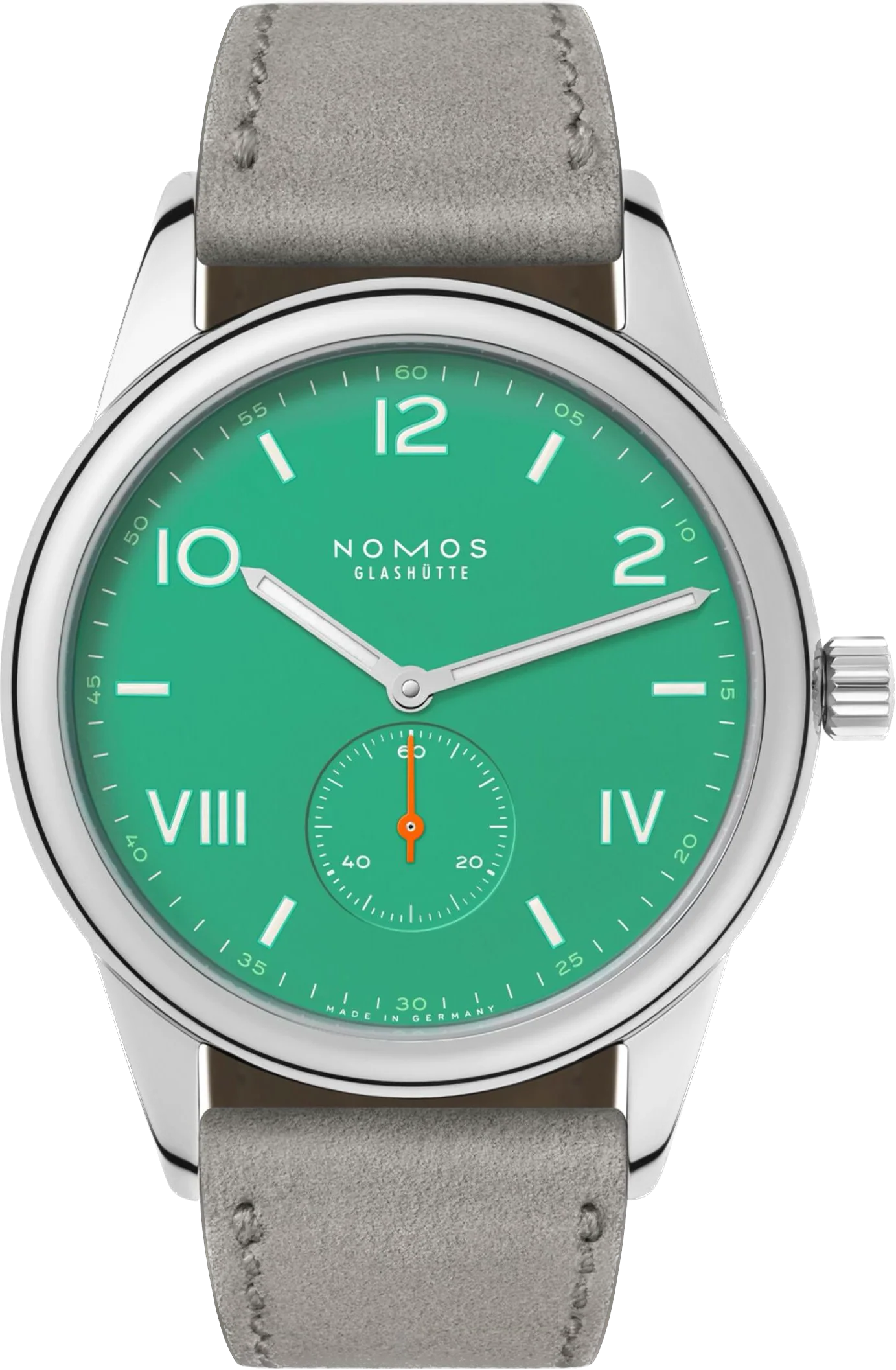 Nomos Glashutte Club Campus 38 Electric Green Steel Back Watch