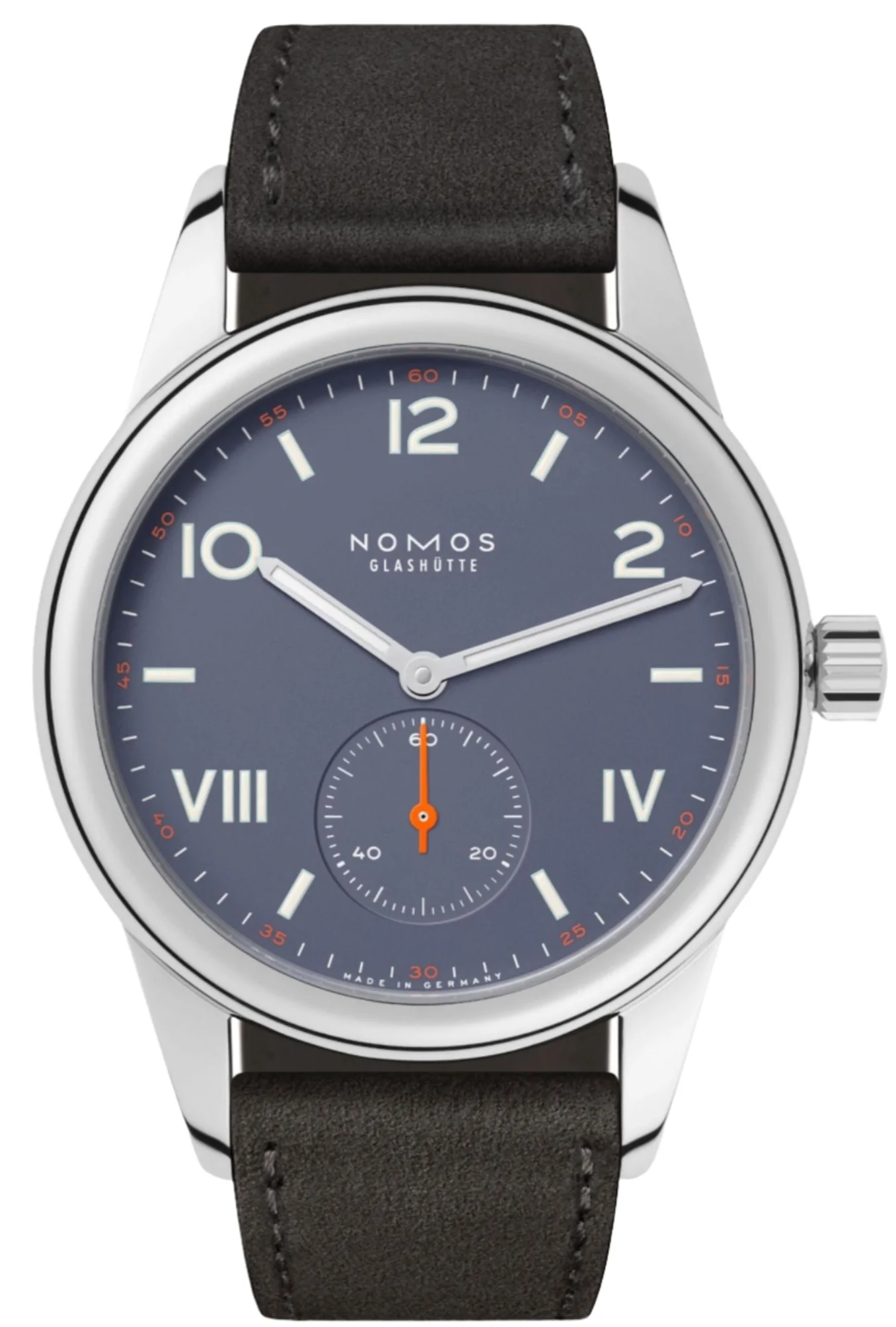 Nomos Glashutte Club Campus Blue Purple 38 Steel Back Watch