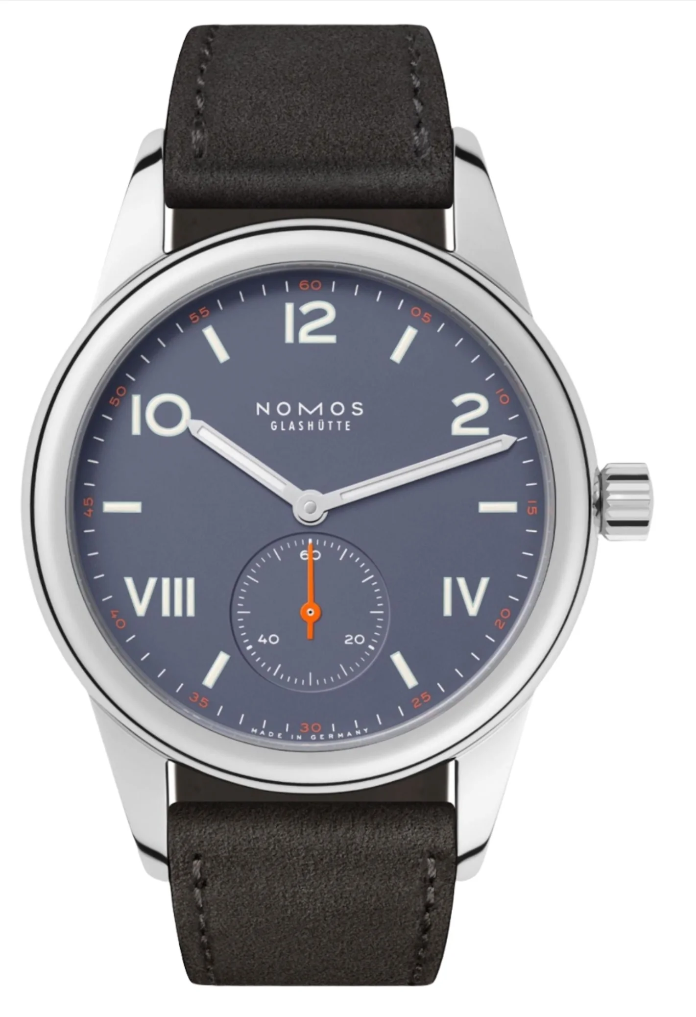 Nomos Glashutte Club Campus Blue Purple Steel Back Watch