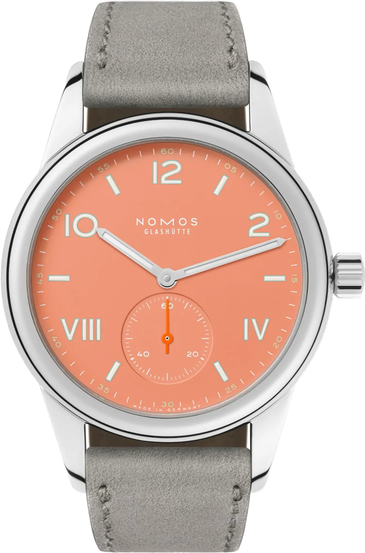 Nomos Glashutte Club Campus Cream Coral Steel Back Watch