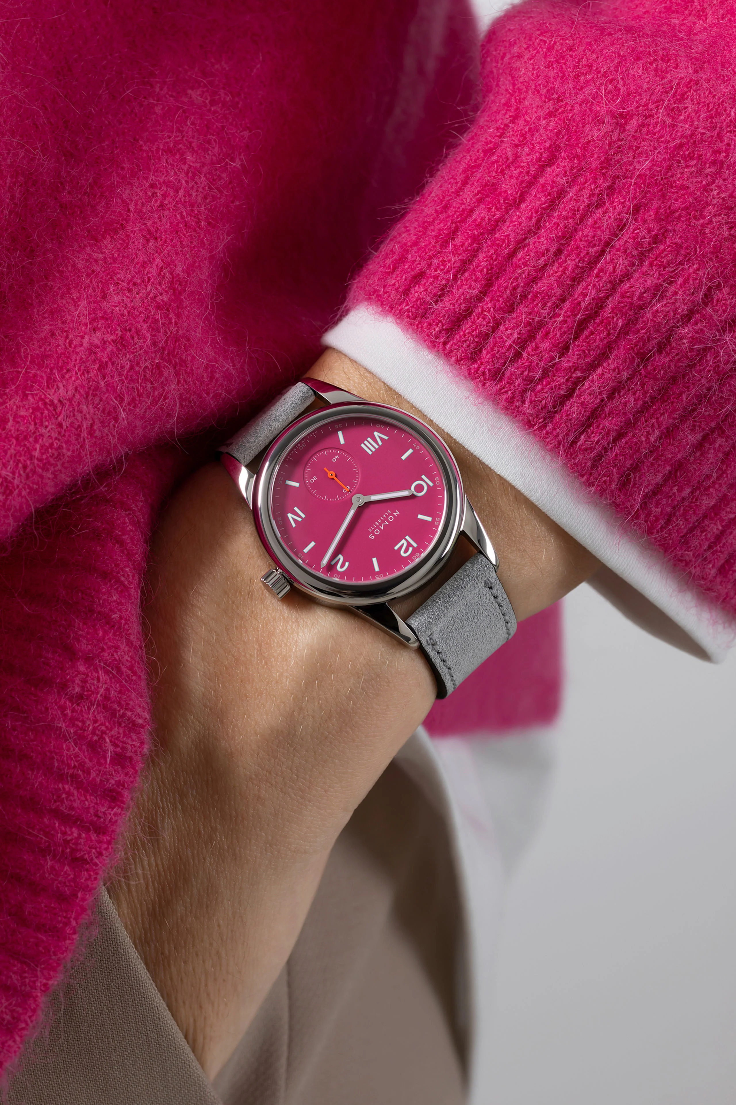 Nomos Glashutte Club Campus Deep Pink 38 Steel Back Watch - Image 6