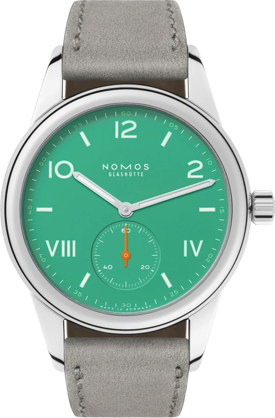 Nomos Glashutte Club Campus Electric Green Steel Back Watch