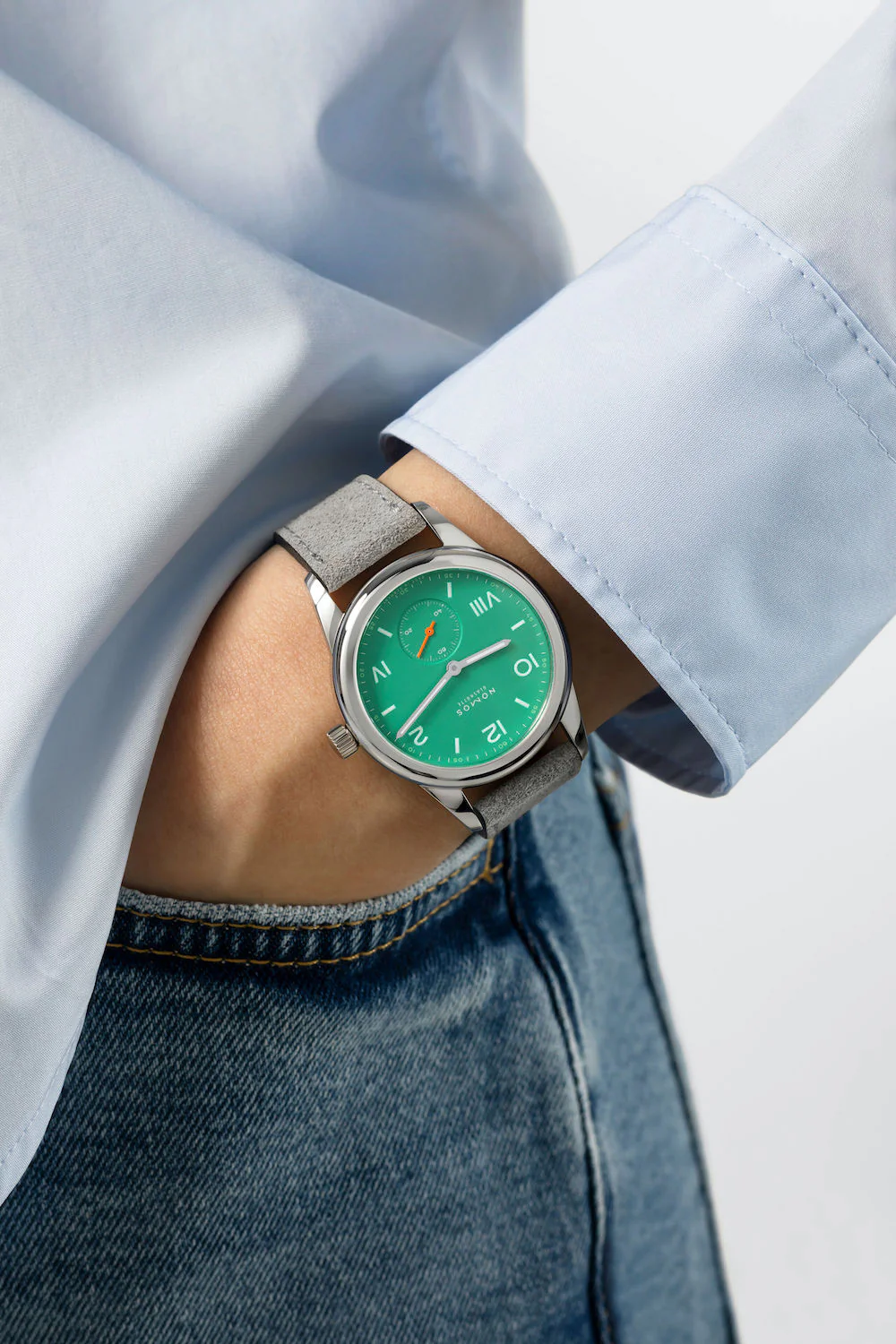 Nomos Glashutte Club Campus Electric Green Steel Back Watch - Image 5