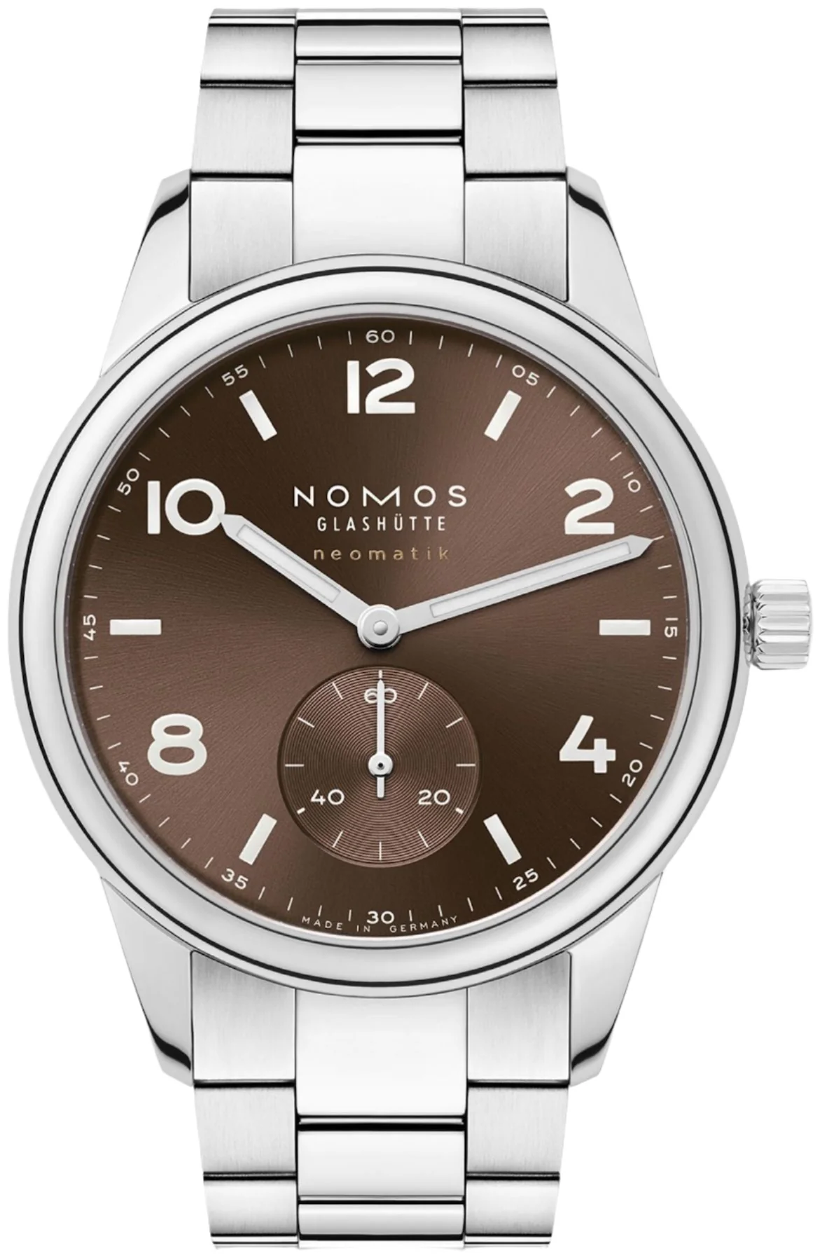 Nomos Glashutte Club Sport Neomatik 39 Tabac Steel Back Watch