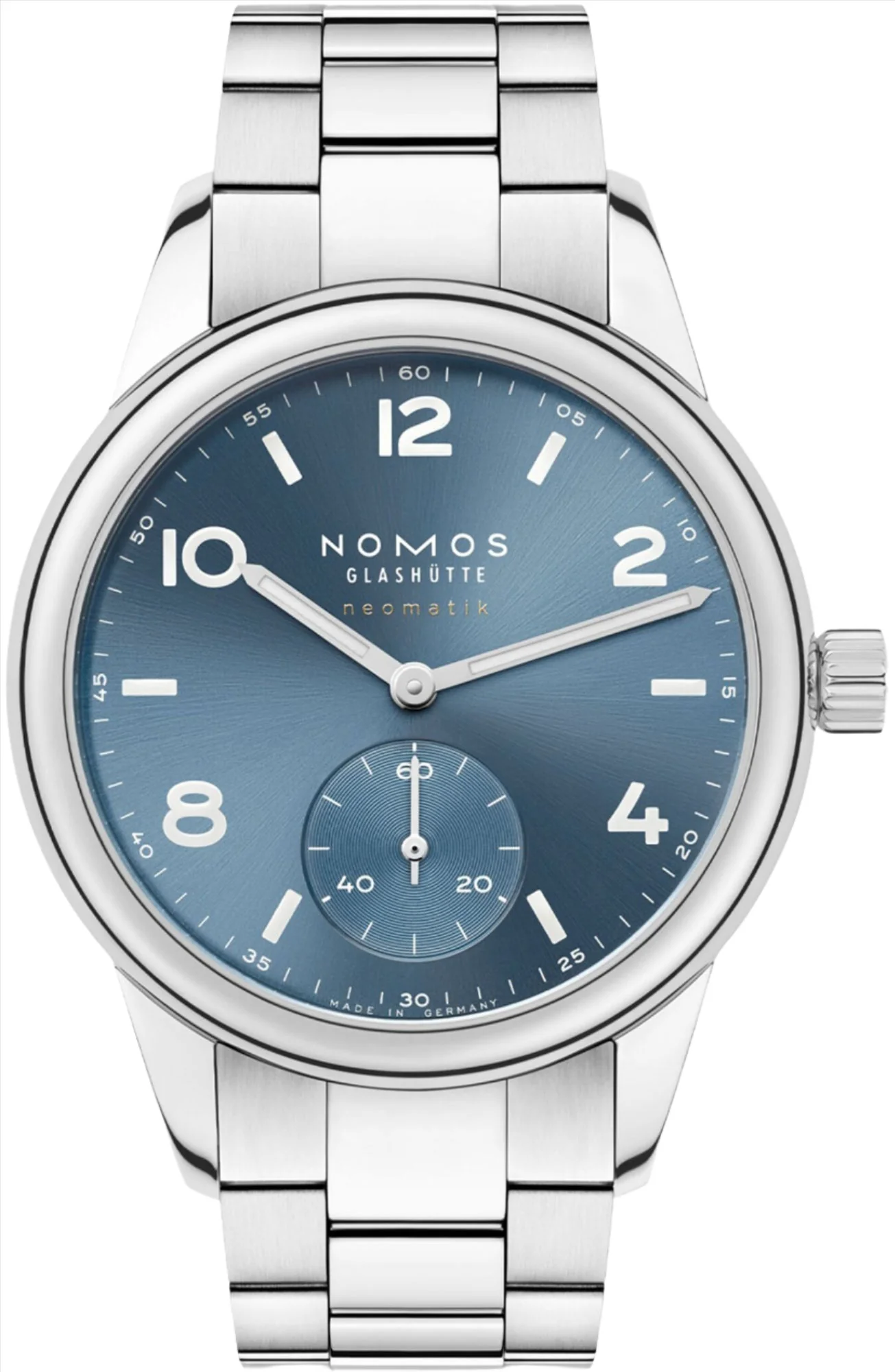 Nomos Glashutte Club Sport Neomatik Polar Blue Steel Back Watch