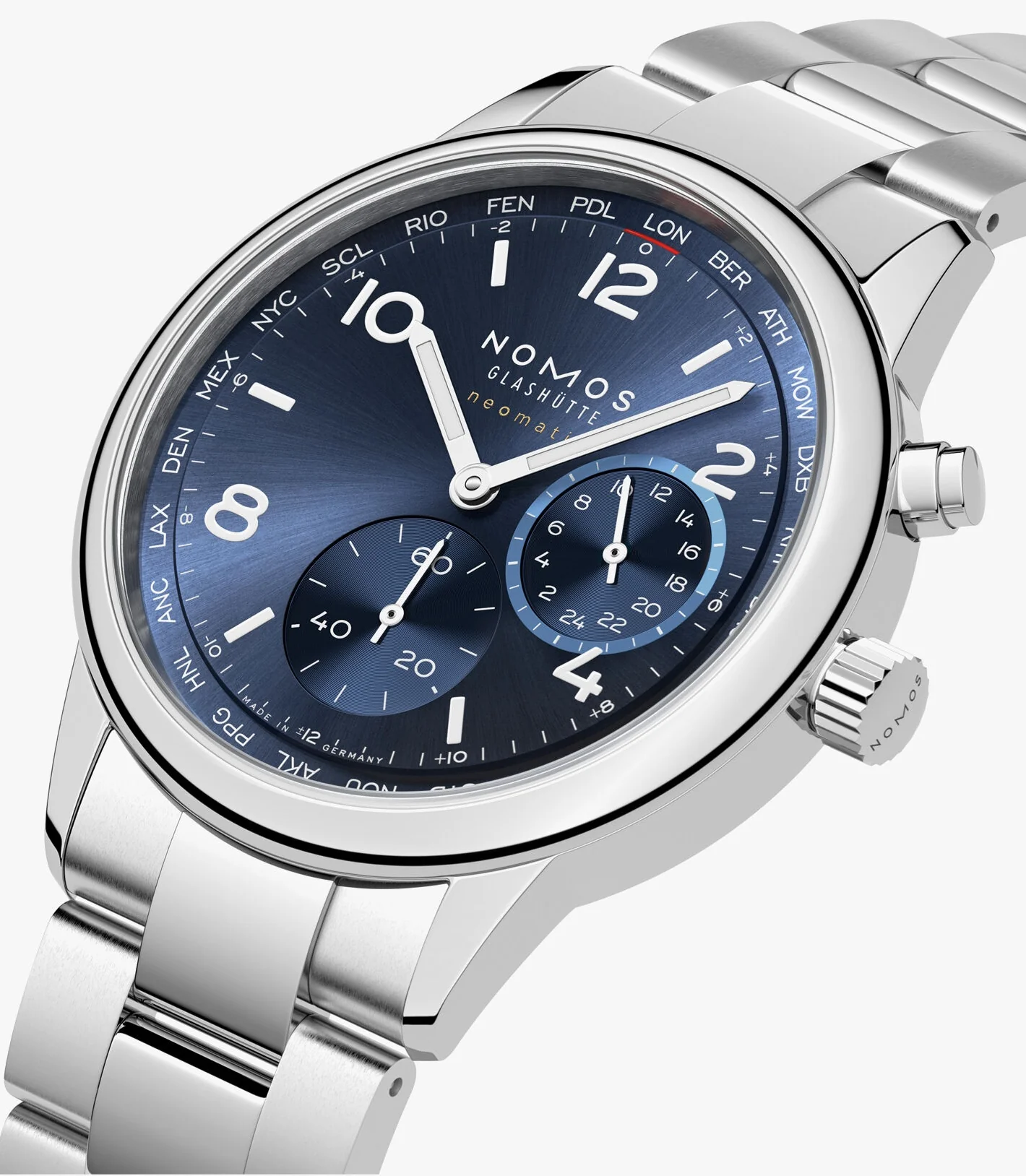 Nomos Glashutte Club Sport Neomatik Worldtimer Blue Sapphire Crystal Watch - Image 3