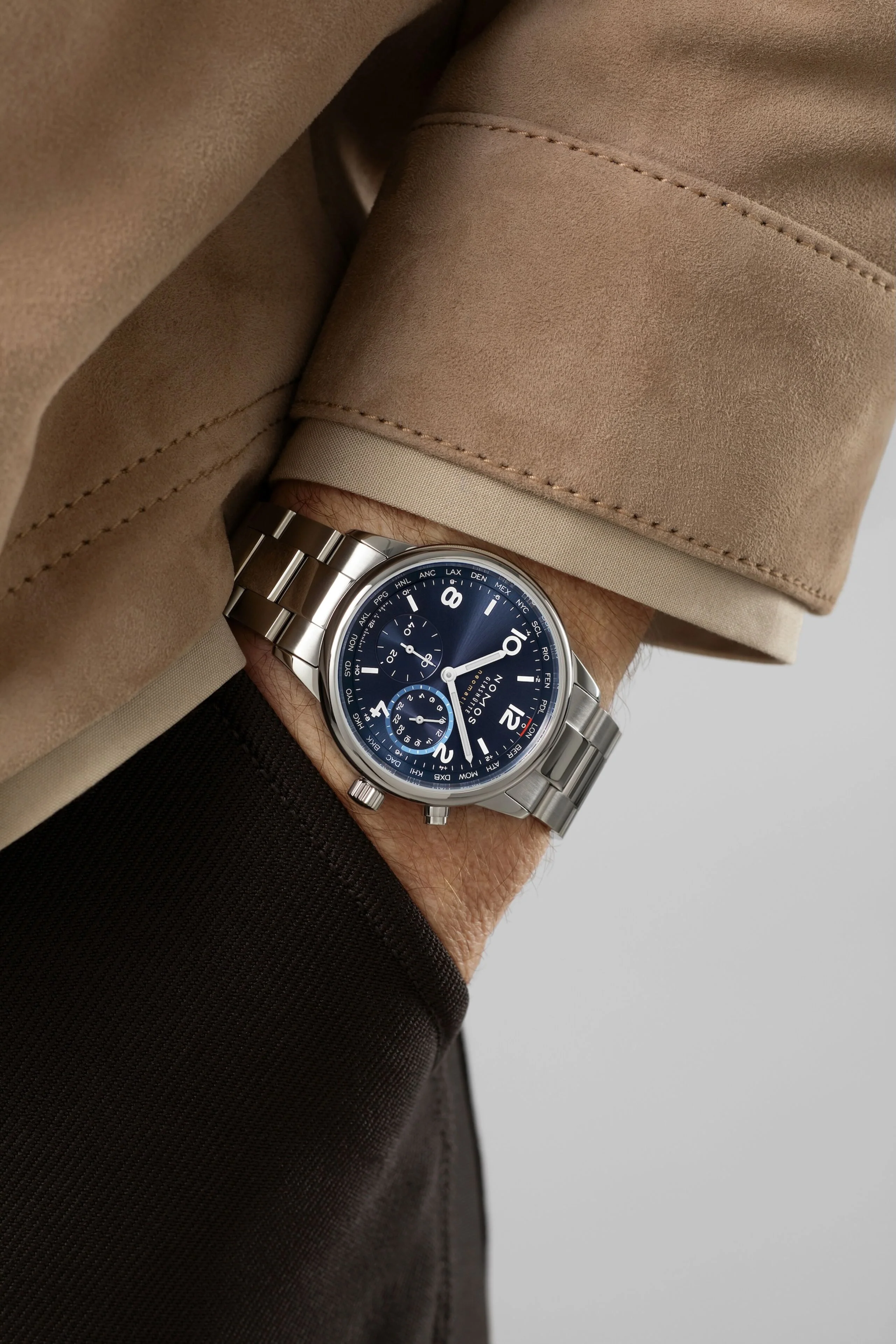 Nomos Glashutte Club Sport Neomatik Worldtimer Blue Sapphire Crystal Watch - Image 6