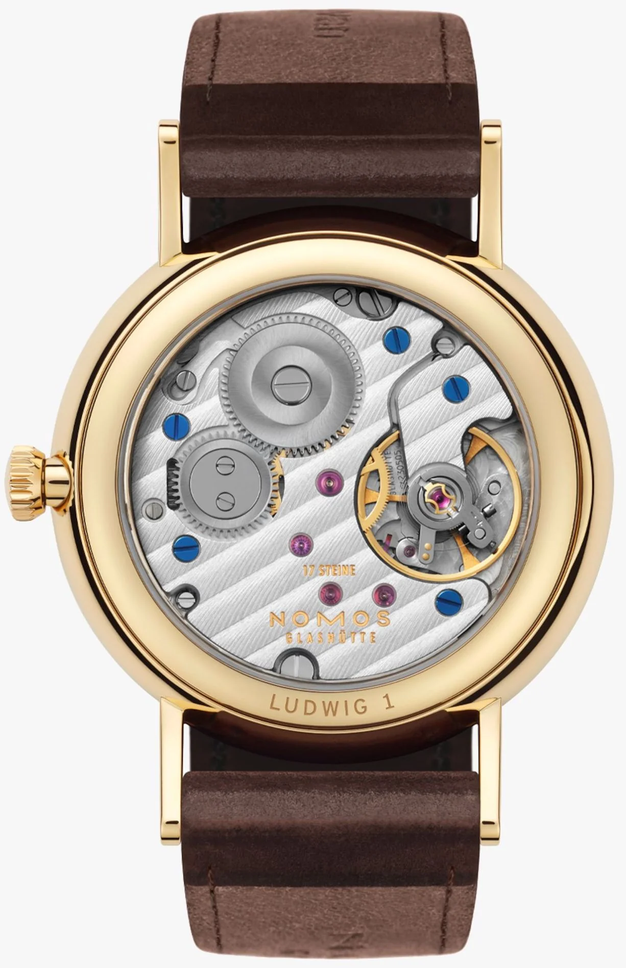 Nomos Glashutte Ludwig 33 Gold Sapphire Crystal Watch - Image 2