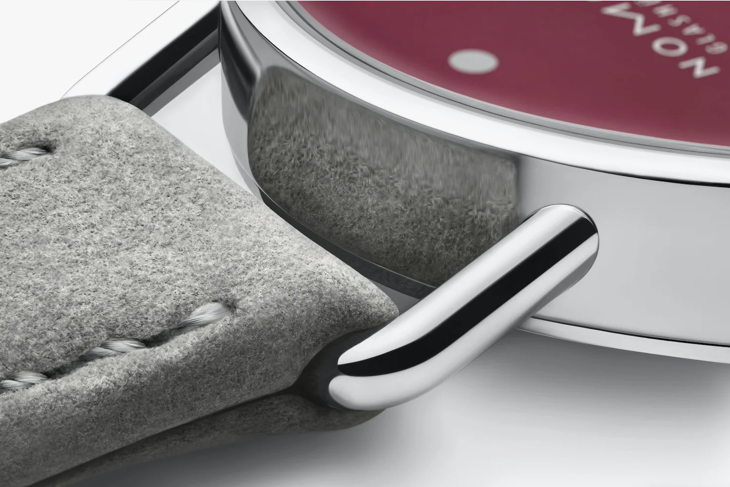 Nomos Glashutte Metro 33 Muted Red Steel Back Watch - Image 4