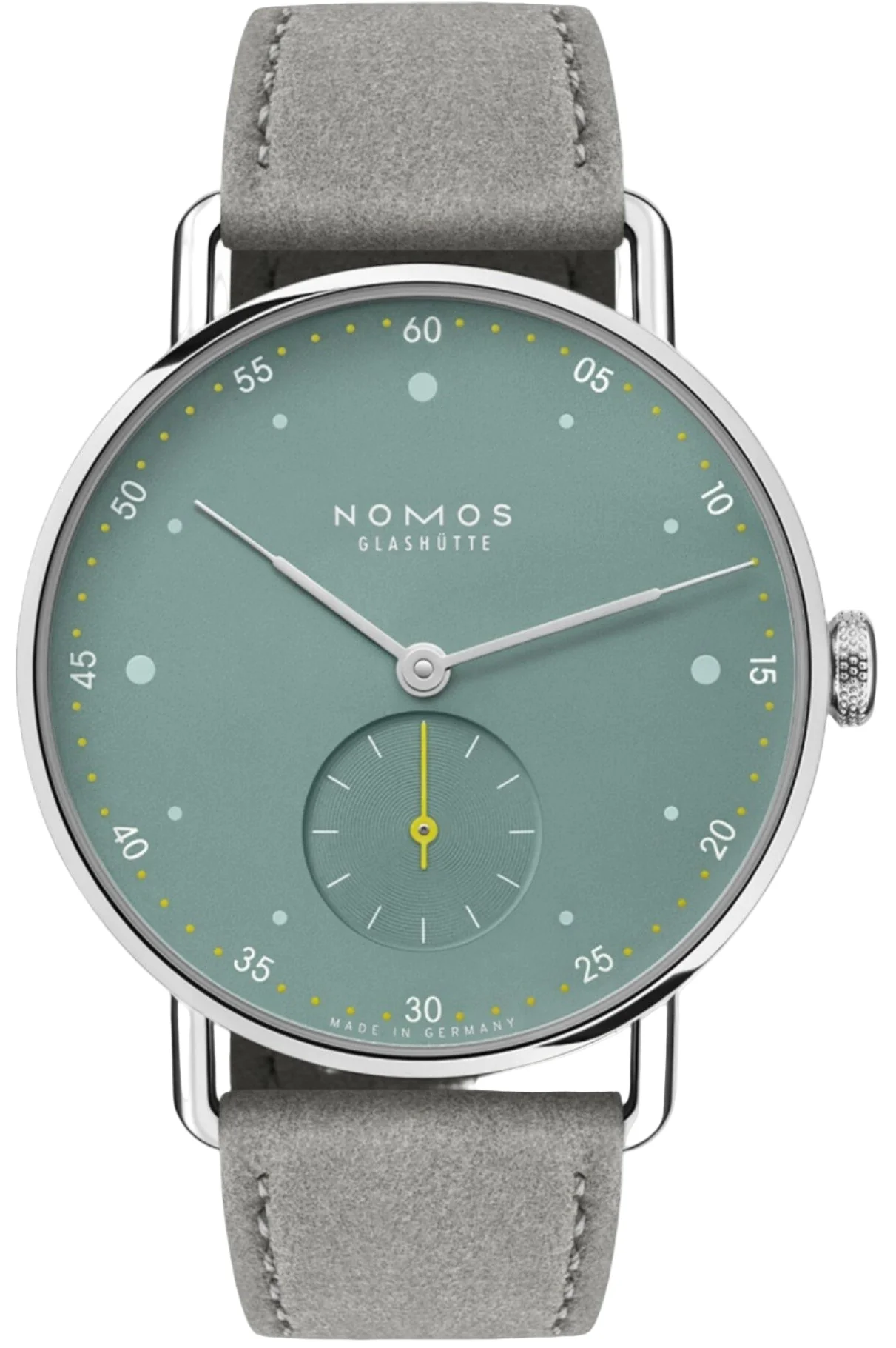 Nomos Glashutte Metro 33 Sage Steel Back Watch