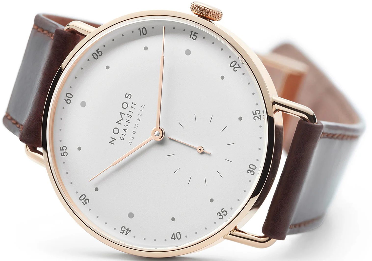 Nomos Glashutte Metro Neomatik 39 Rose Gold Sapphire Crystal Watch - Image 3