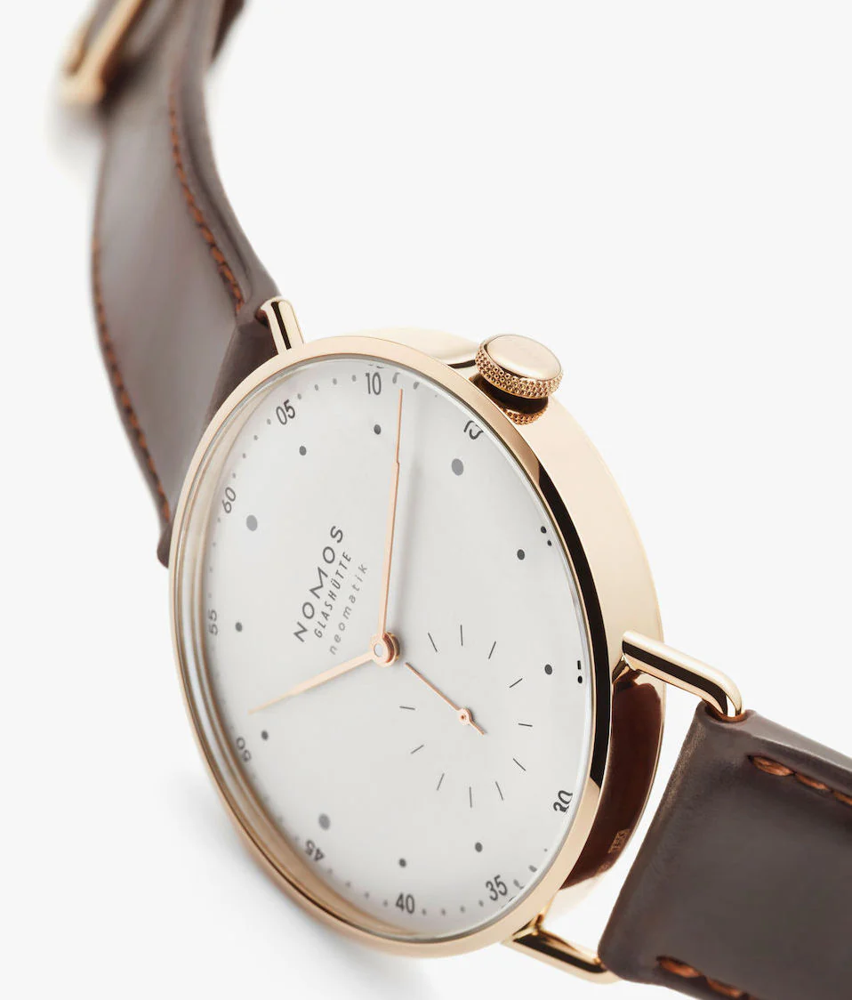 Nomos Glashutte Metro Neomatik 39 Rose Gold Sapphire Crystal Watch - Image 6