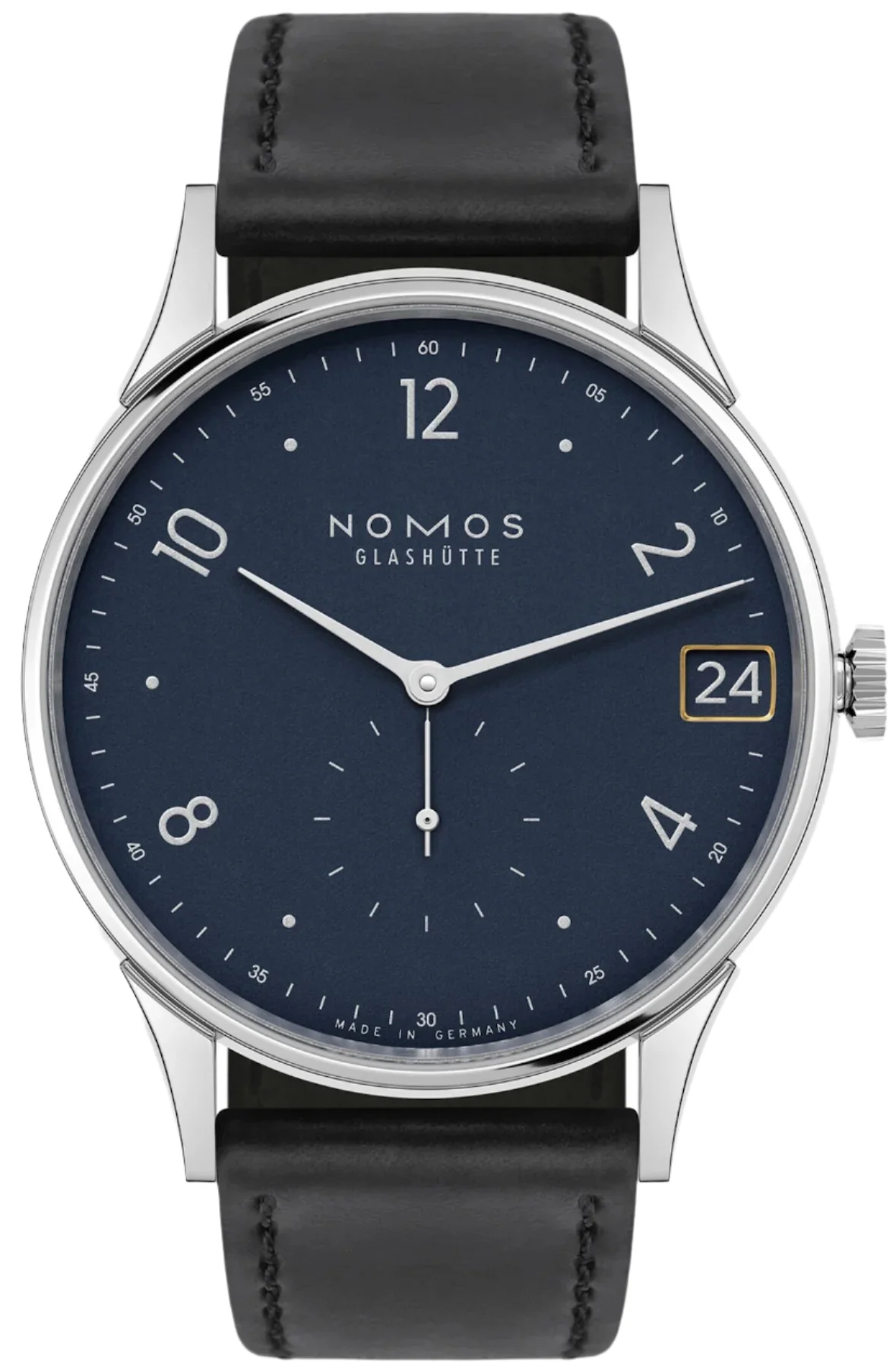 Nomos Glashutte Minimatik 39 Date Blue Sapphire Crystal Watch